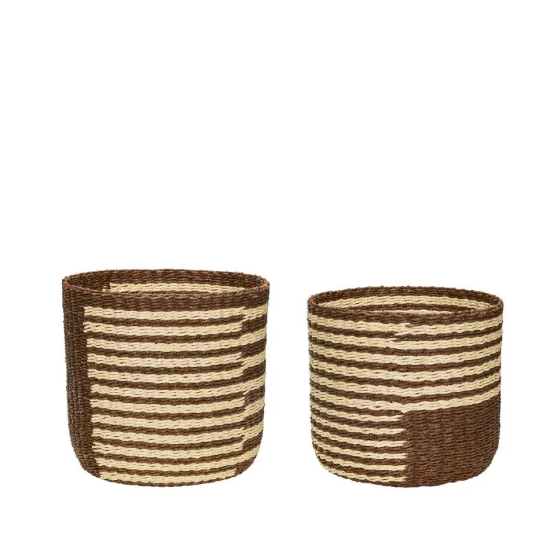 Twine baskets 2-pack, Brown-beige Hübsch