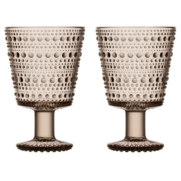 Kastehelmi drinking glass with stem 26 cl 2-pack - Linnen - Iittala