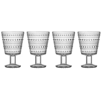 Kastehelmi water glass on base 26 cl 4-pack - clear - Iittala
