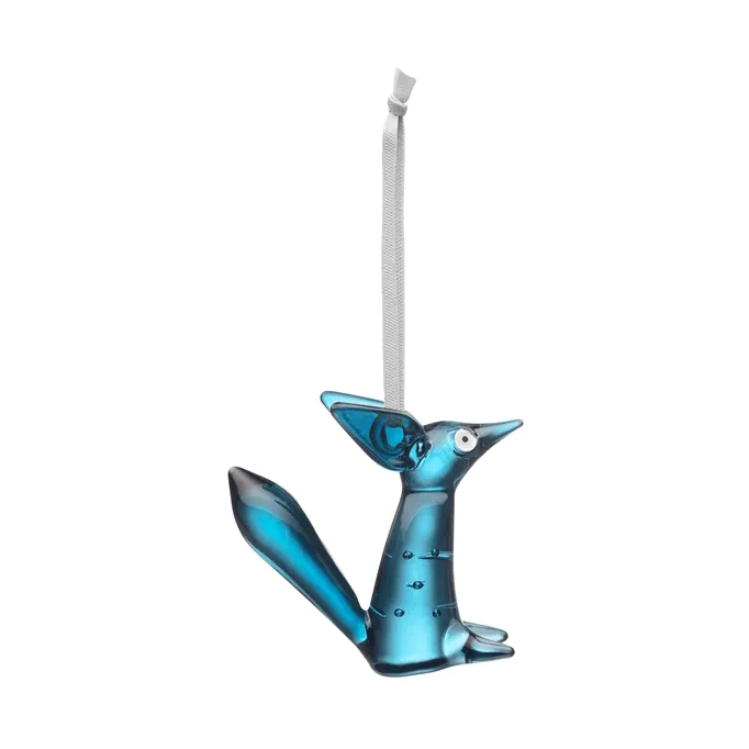 Vulpes glass decoration 8 cm, Steel blue Iittala