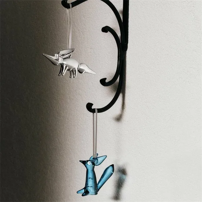 Vulpes glass decoration 8 cm, Steel blue Iittala