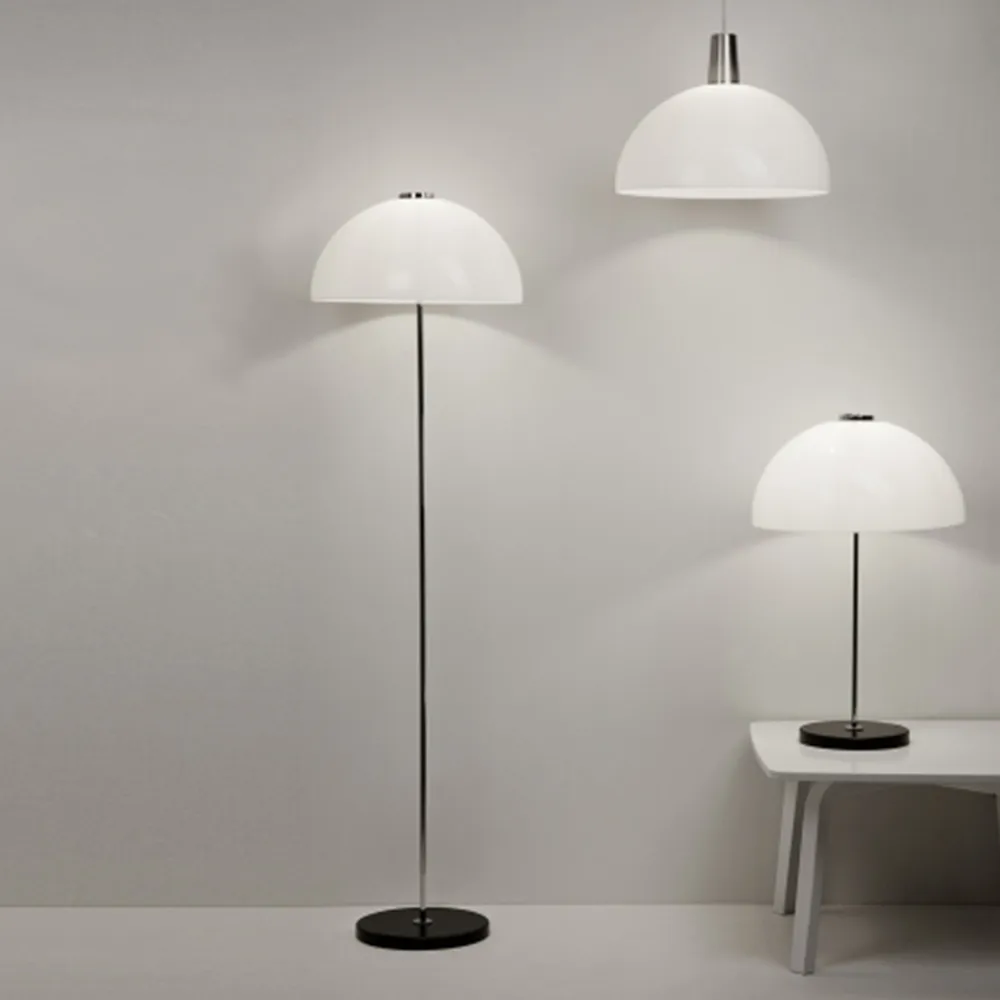 Kupoli floor lamp, Black-metal details-white shade Innolux