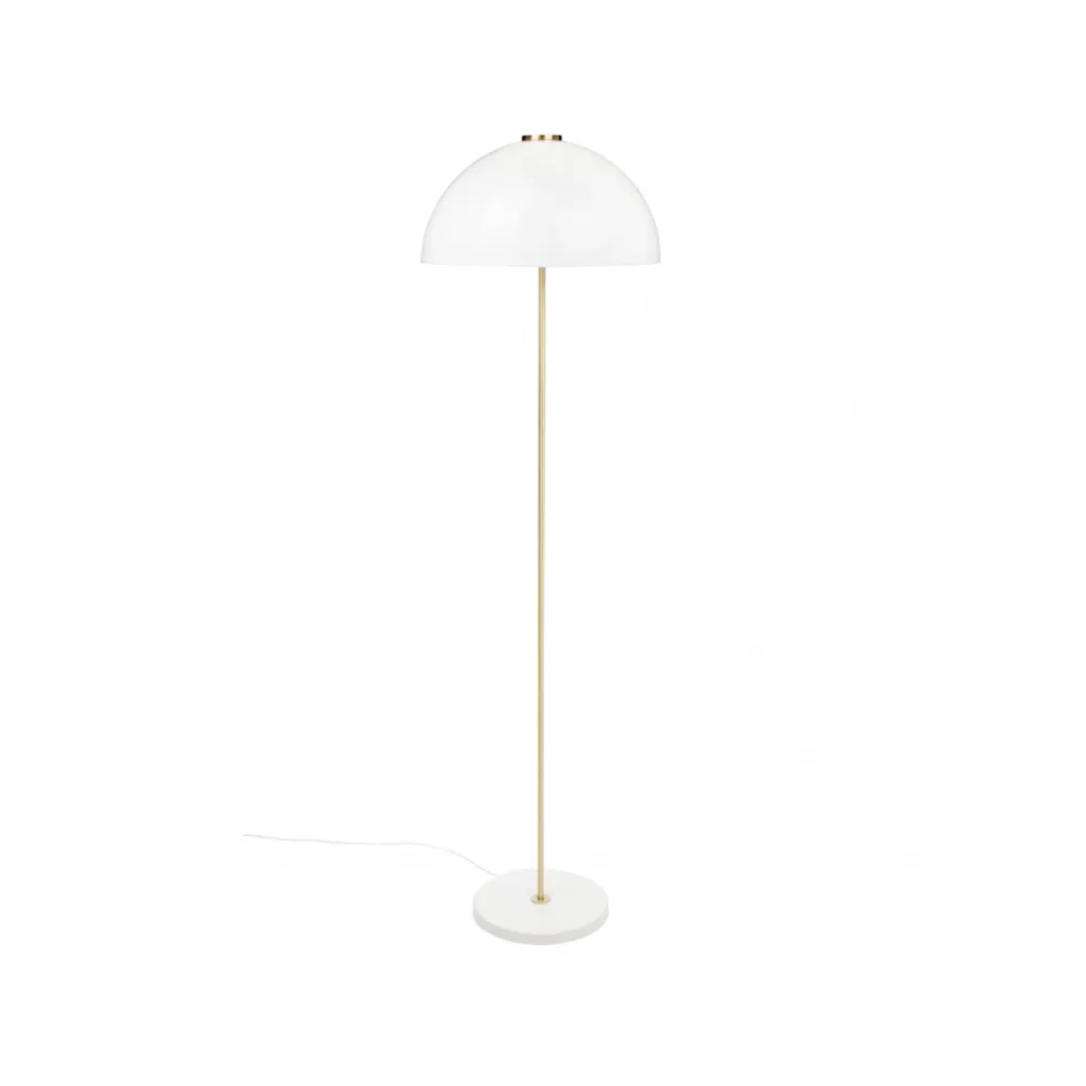 Kupoli floor lamp, White-brass details-white shade Innolux