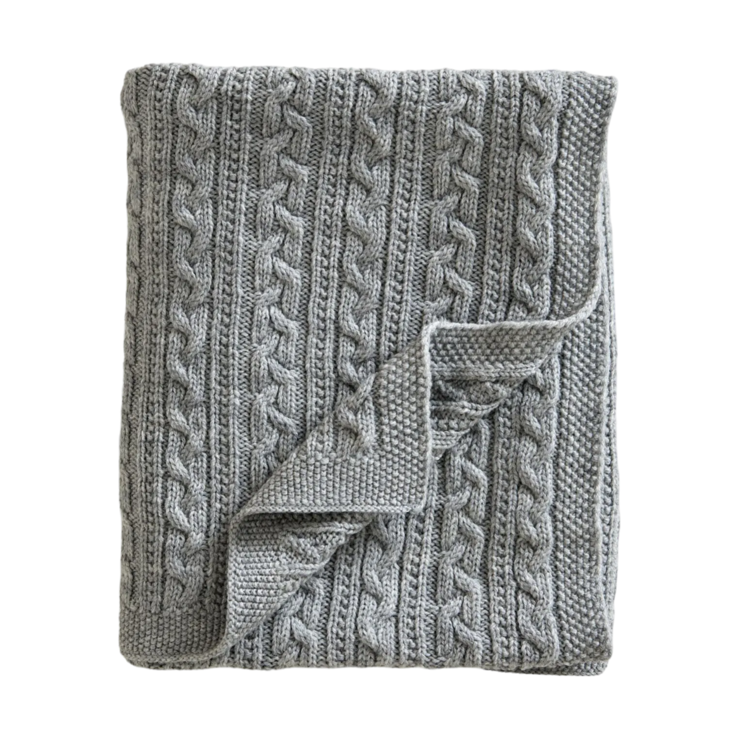 Knitted merino wool baby blanket 80x100 cm, Light grey Jack o Juno