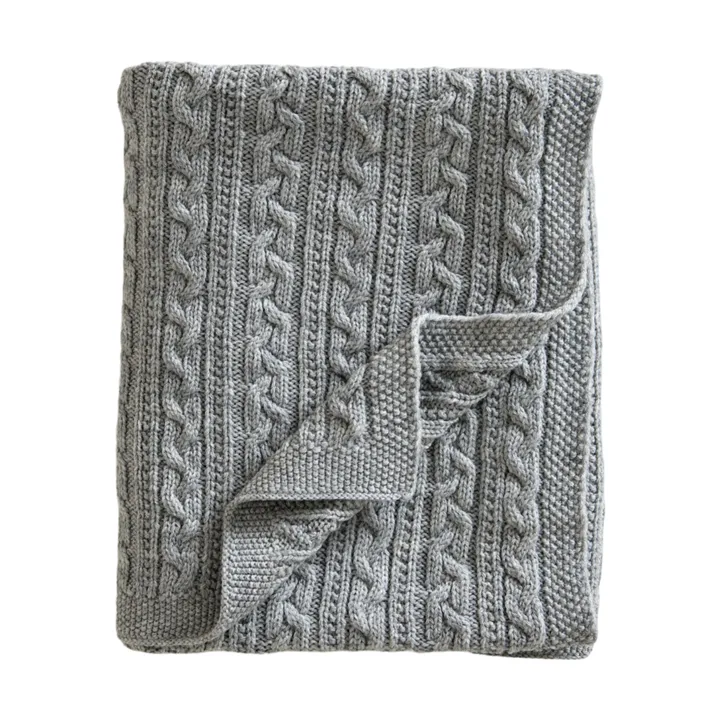 Knitted merino wool baby blanket 80x100 cm - Light grey - Jack o Juno