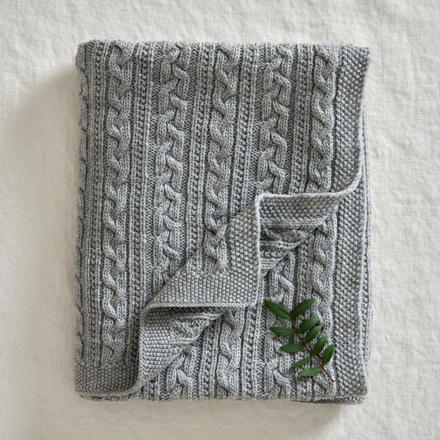 Knitted merino wool baby blanket 80x100 cm, Light grey Jack o Juno