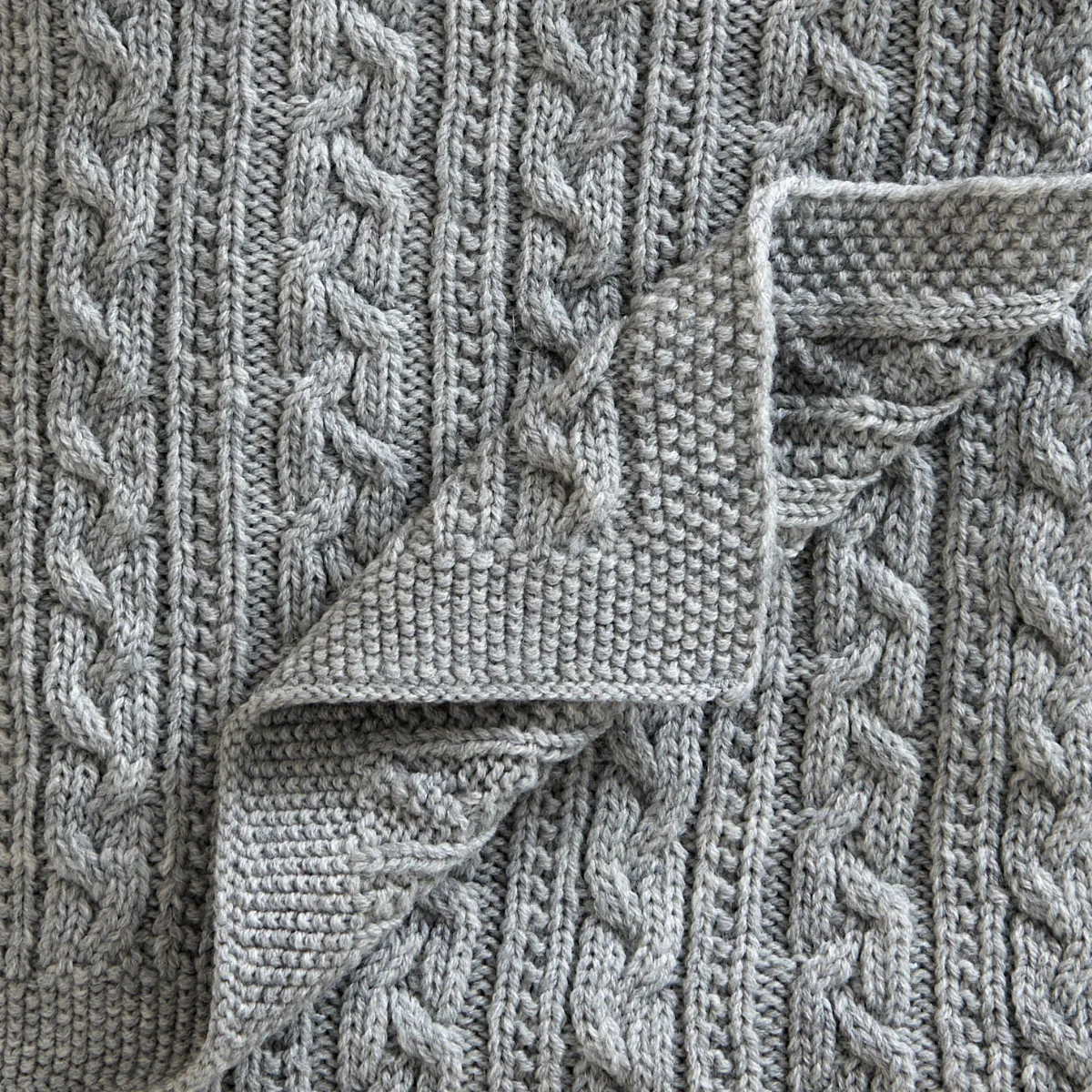 Knitted merino wool baby blanket 80x100 cm, Light grey Jack o Juno