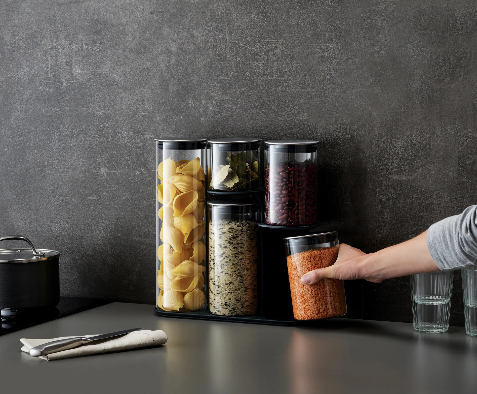 Podium storage jar 32.6 cm, Steel Joseph Joseph