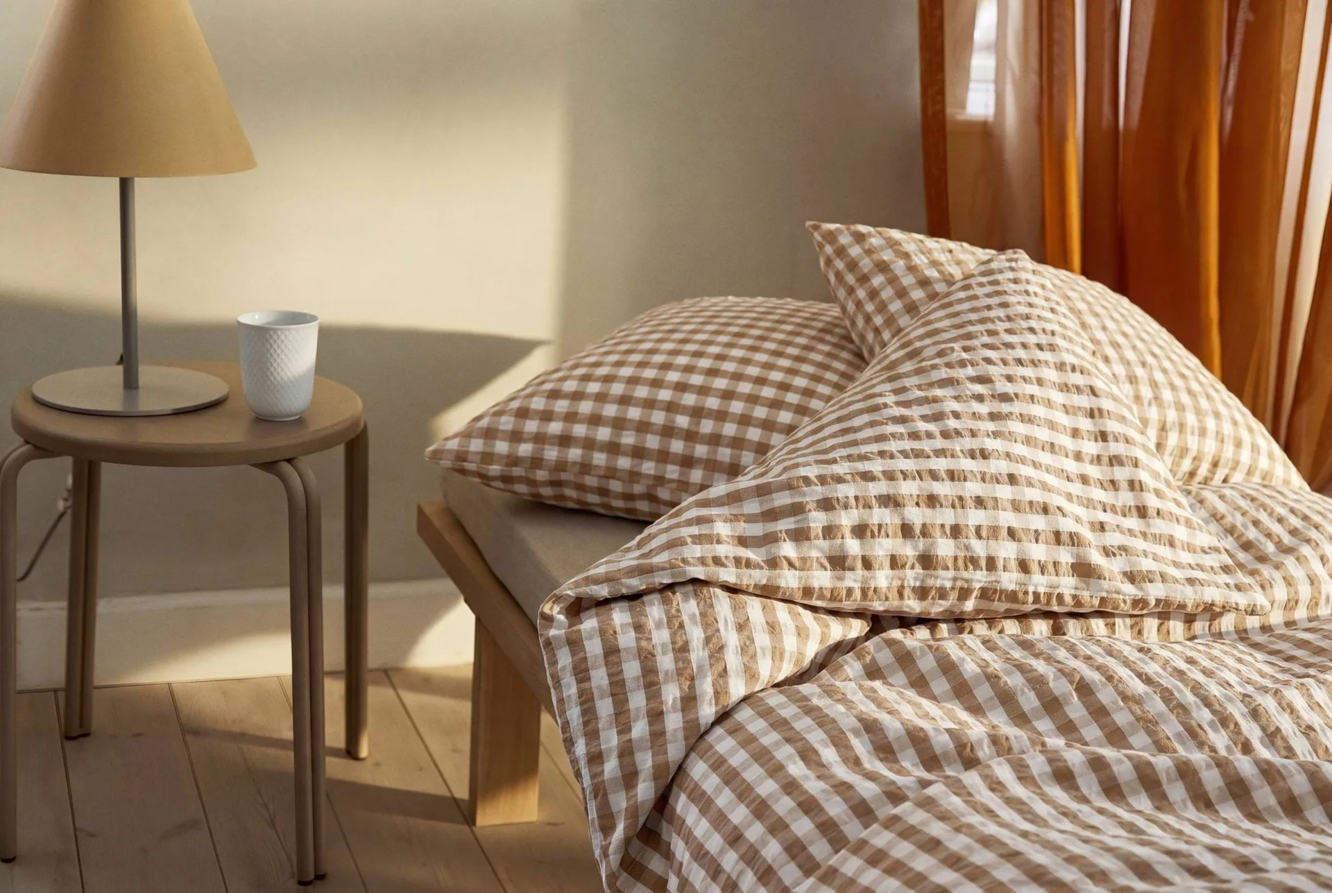 Bæk&Bølge bed set 220x220 cm, Caramel-offwhite Juna