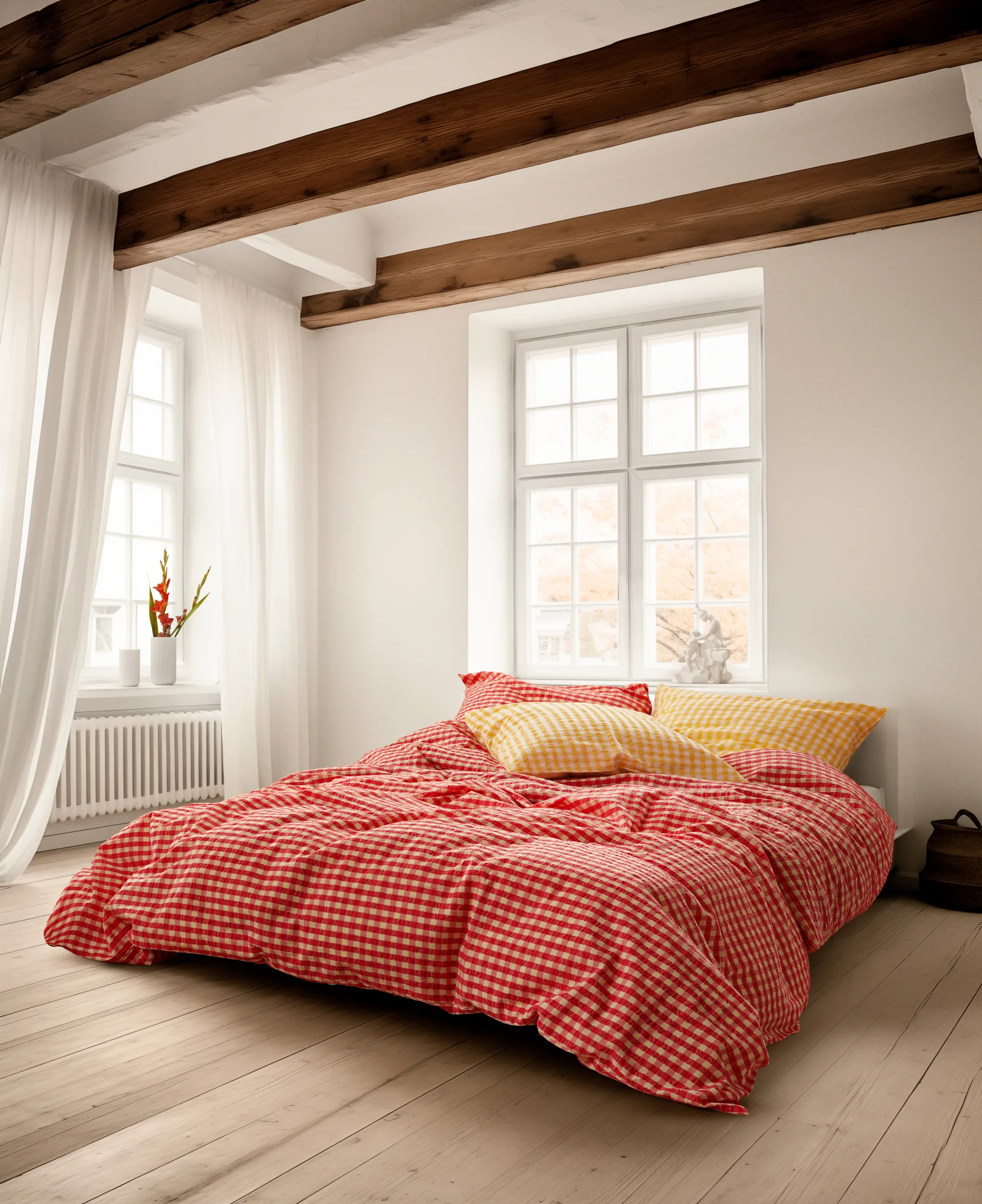 Bæk&Bølge bed set 220x220 cm, Red-yellow Juna