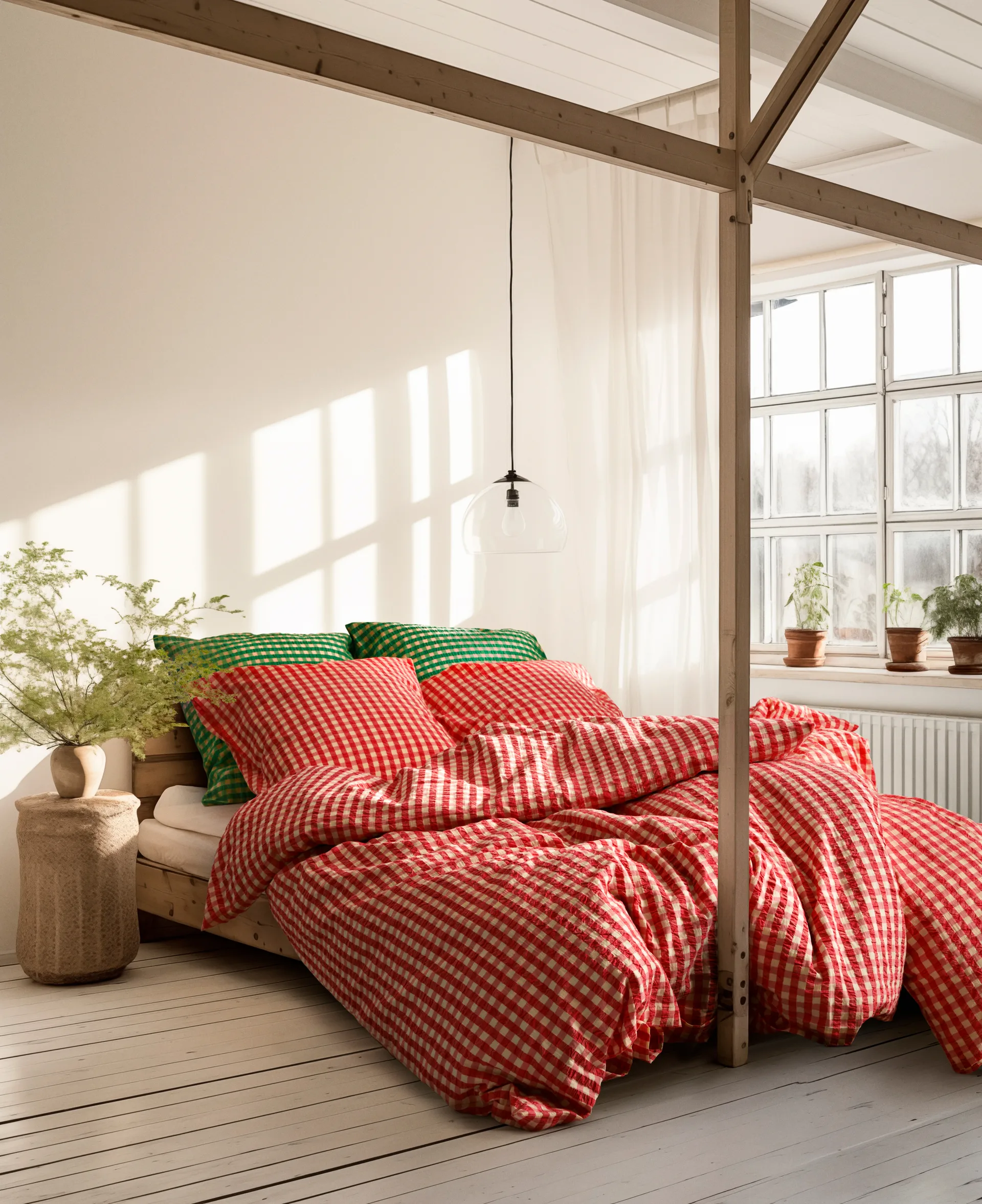 Bæk&Bølge bed set 220x220 cm, Red-yellow Juna