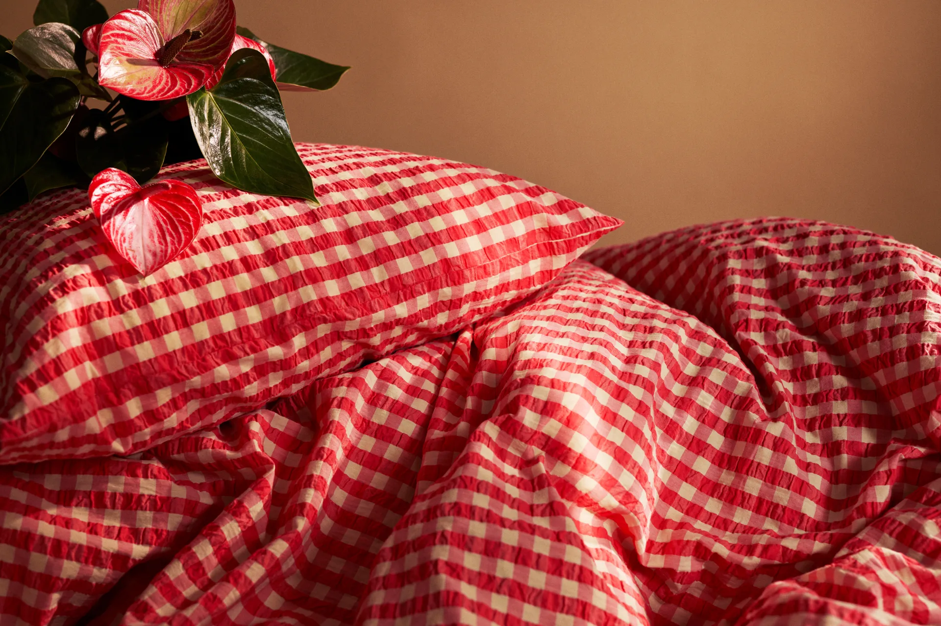 Bæk&Bølge bed set 220x220 cm, Red-yellow Juna