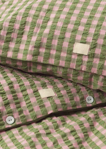 Bæk&Bølge bedding set 140x220 cm - Green-light pink - Juna