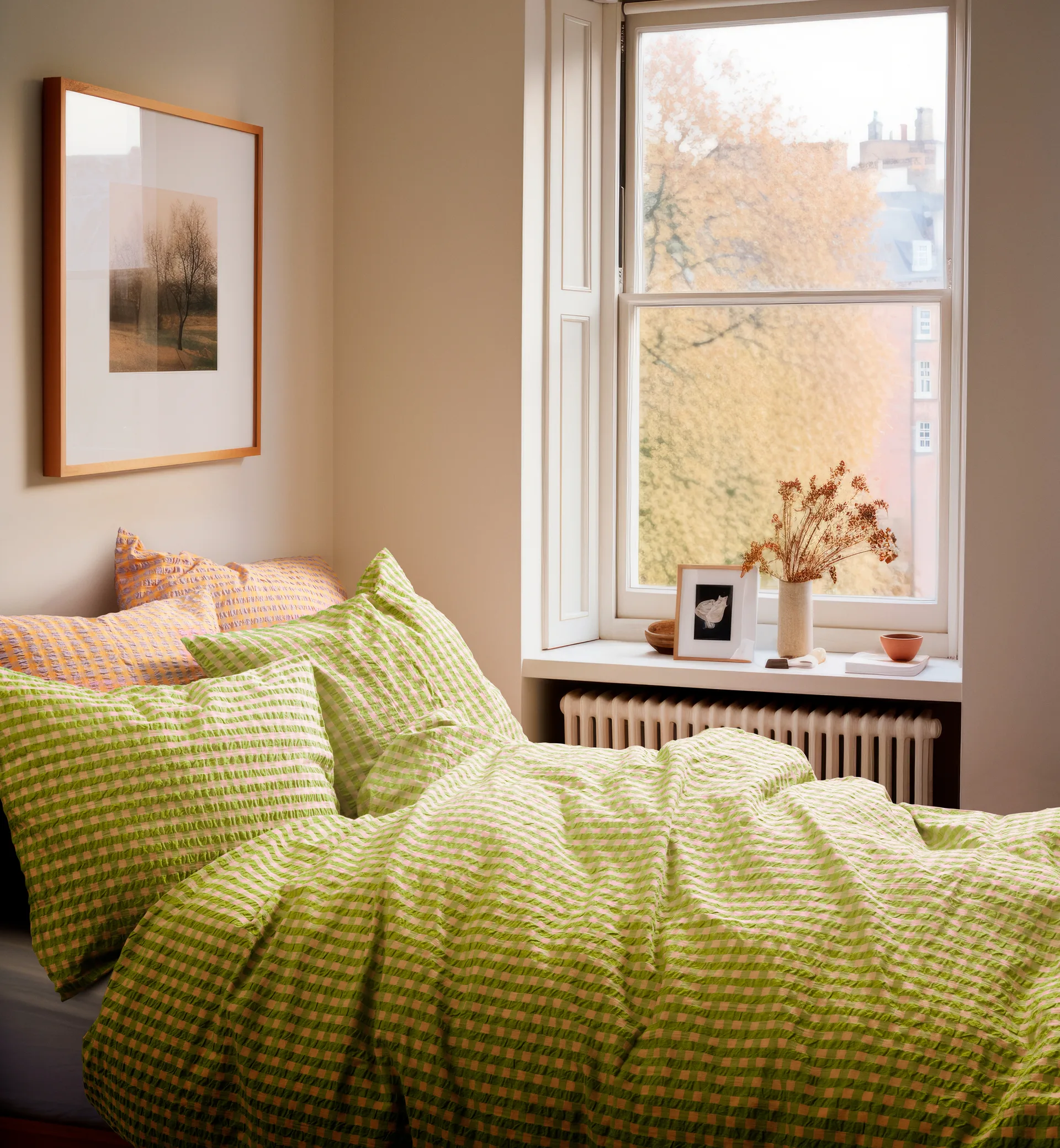 Bæk&Bølge bedding set 140x220 cm, Green-light pink Juna