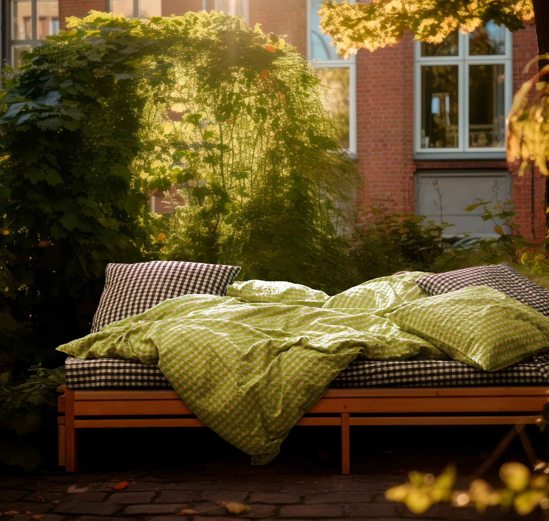Bæk&Bølge bedding set 140x220 cm, Green-light pink Juna