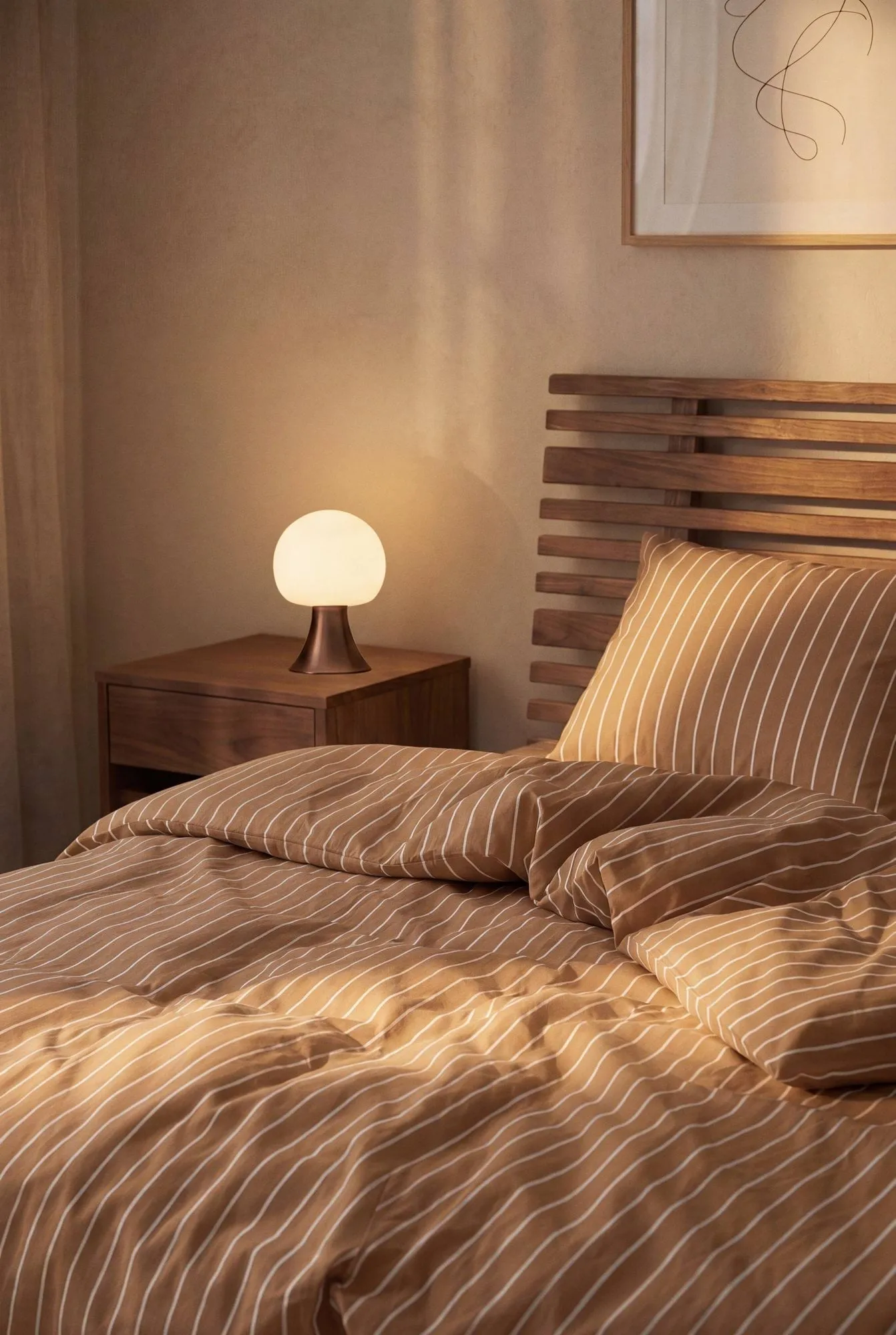 Soft duvet cover set, 150x210/50x60 cm, Caramel-offwhite Juna