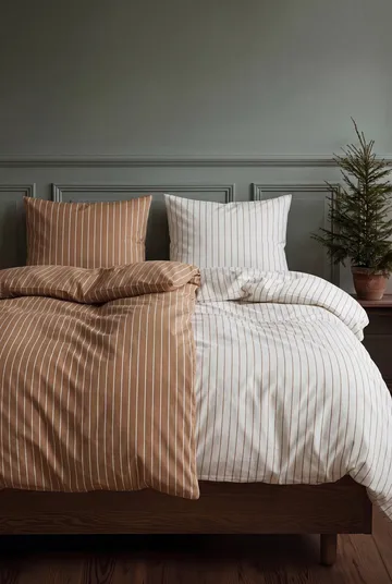 Soft duvet cover set, 150x210/50x60 cm - Caramel-offwhite - Juna