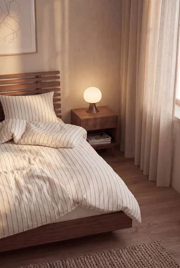 Soft duvet cover set, 150x210/50x60 cm - Offwhite-caramel - Juna