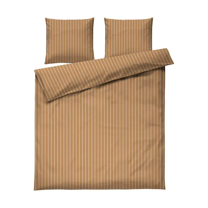 Soft duvet cover set, 220x220/2x50x60 cm - Caramel-offwhite - Juna