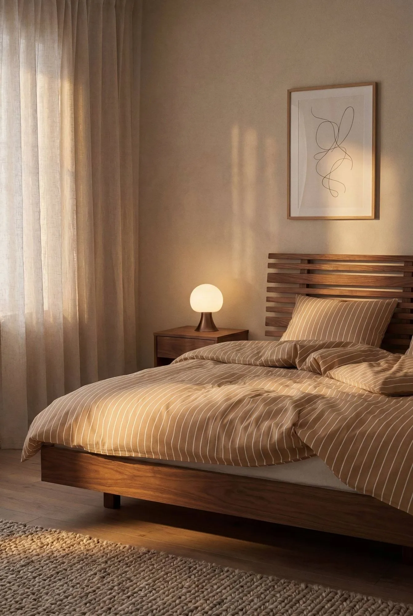 Soft duvet cover set, 220x220/2x50x60 cm, Caramel-offwhite Juna