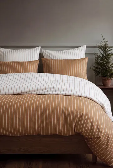 Soft duvet cover set, 220x220/2x50x60 cm - Caramel-offwhite - Juna