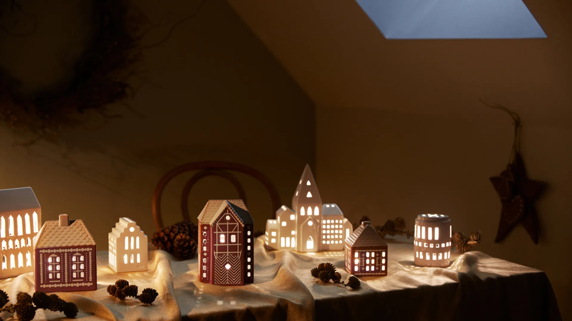 Gingerbread candle latern large 17 cm, Brown Kähler