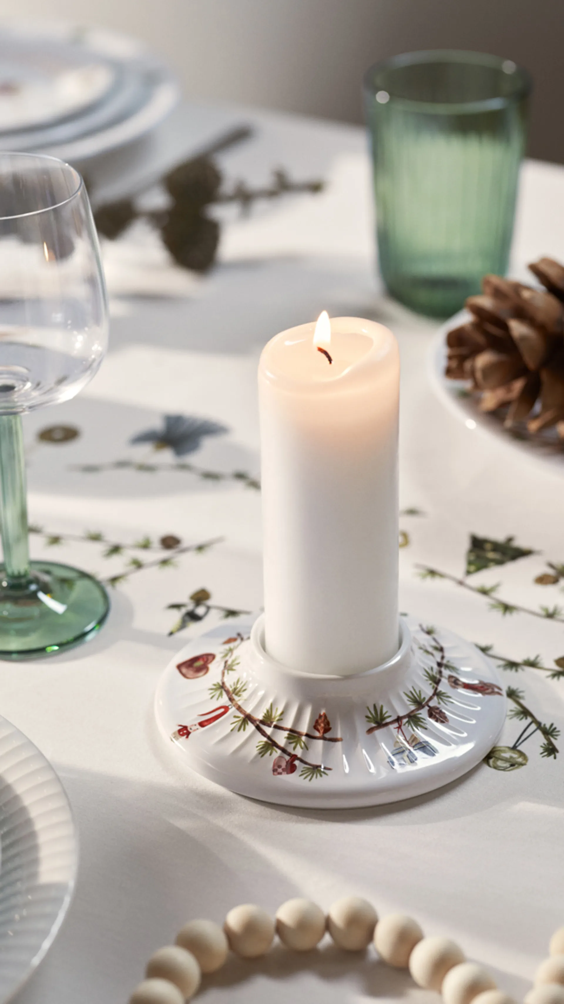 Hammershøi Christmas block candle stick Ø13 cm, White Kähler