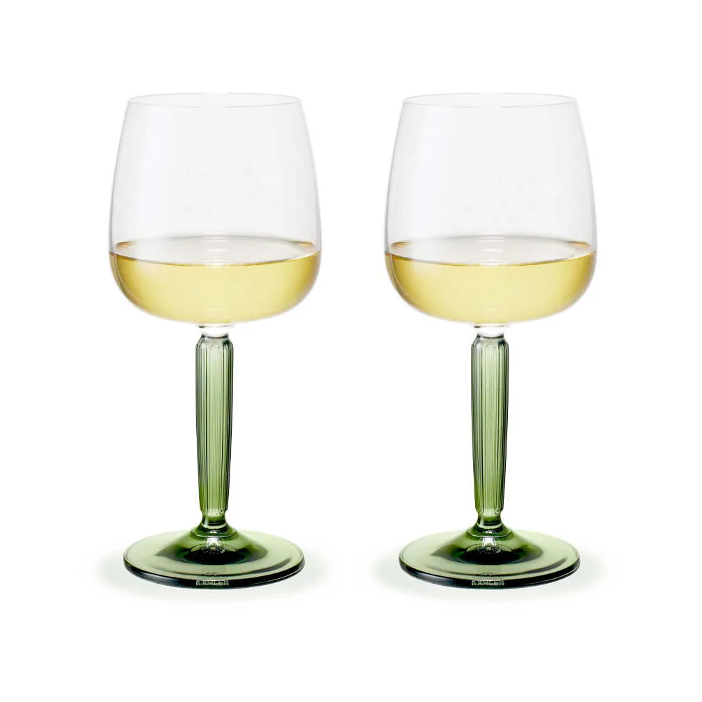 Hammershøi white wine glass 35 cl 2-pack, Clear-green Kähler