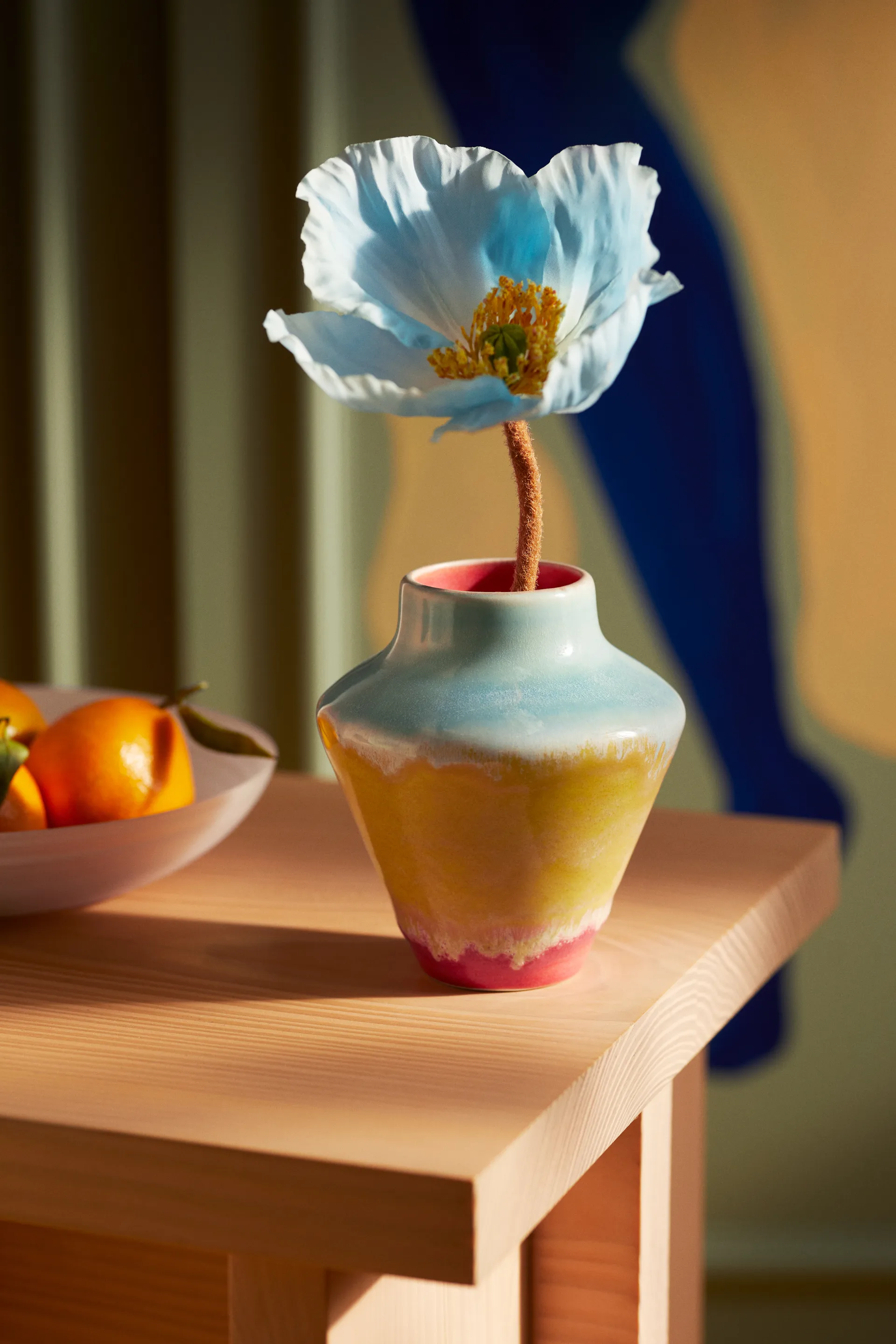Poppery vase 12 cm, Pink-mint-yellow Kähler