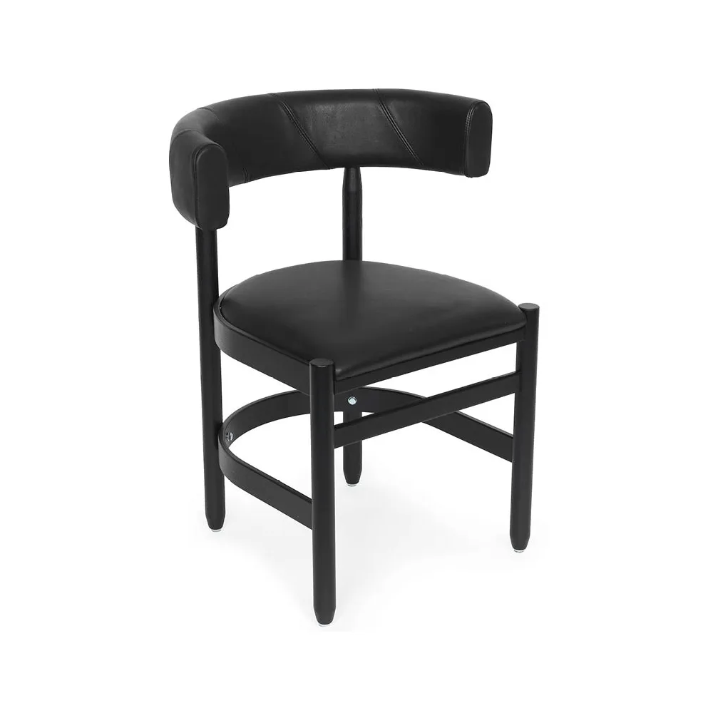 Botero armchair, Leather Tärnsjö 8175 black-black ash stand Källemo