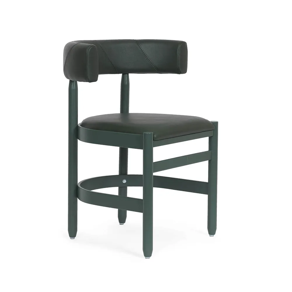 Botero armchair, Leather Tärnsjö 8420 green-green ash stand Källemo