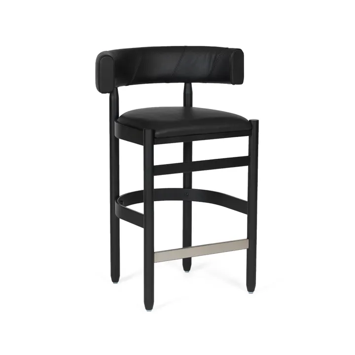 Botero barstool - Tärnsjö leather black - black stained ash - Källemo