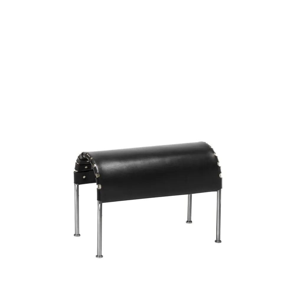 Bruno footstool, Core leather black-chrome frame Källemo