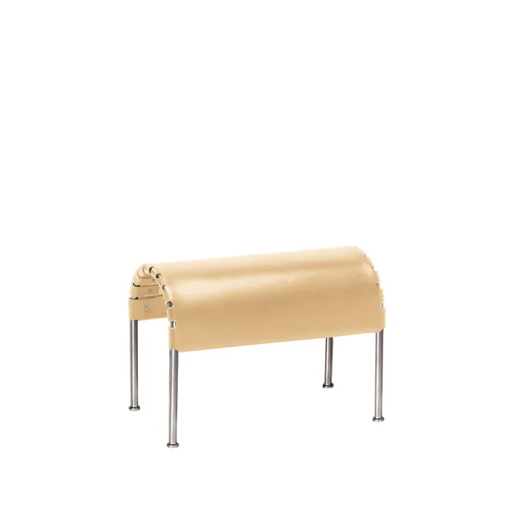 Bruno footstool - Full-grain leather natural-chrome frame - Källemo