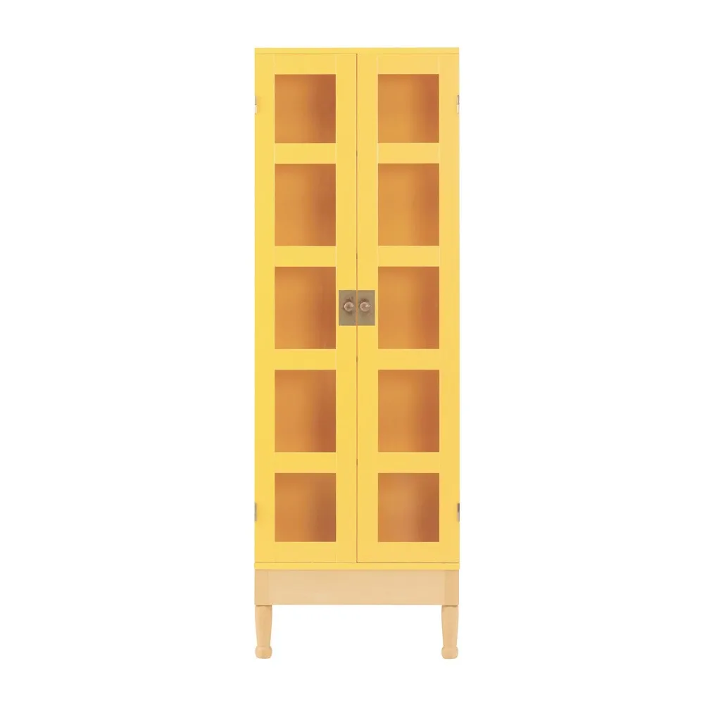 National Geographic bookcase, Yellow-plinth-base-brass Källemo