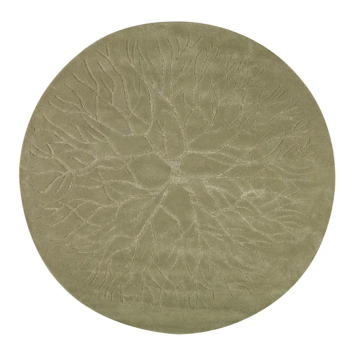 Birds nest hand woven rug Ø 220 cm - winter green - Kateha
