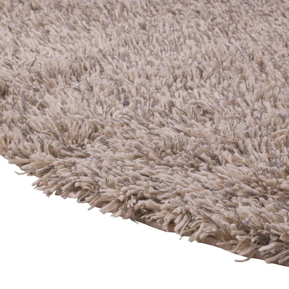 Shaggy rug round, White/grey, 220 cm Kateha