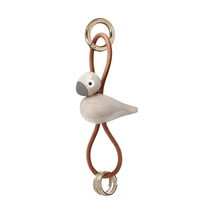 Kaj Bojesen bird keyring - Sand, natural leather - Kay Bojesen Denmark
