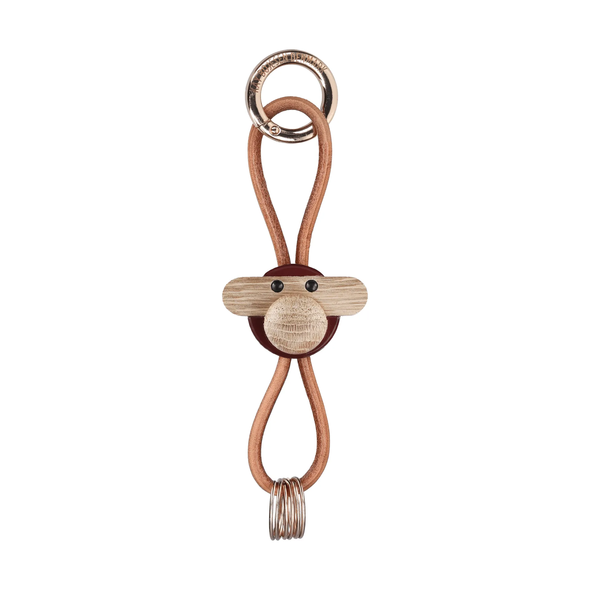 Kaj Bojesen monkey keyring, Bordeaux, natural leather Kay Bojesen Denmark