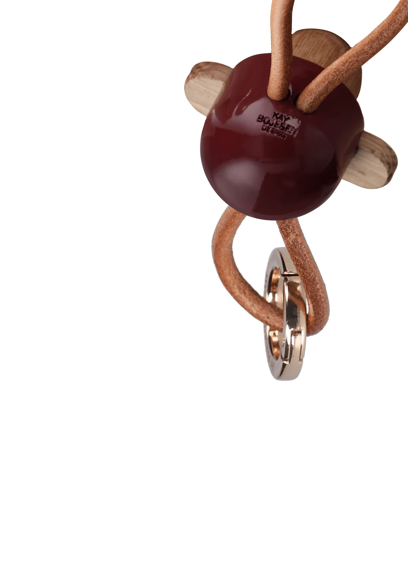 Kaj Bojesen monkey keyring, Bordeaux, natural leather Kay Bojesen Denmark