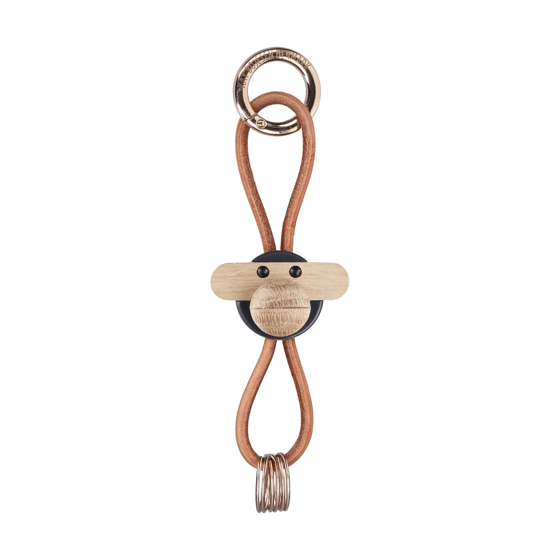 Kaj Bojesen monkey keyring, Dark grey, natural leather Kay Bojesen Denmark