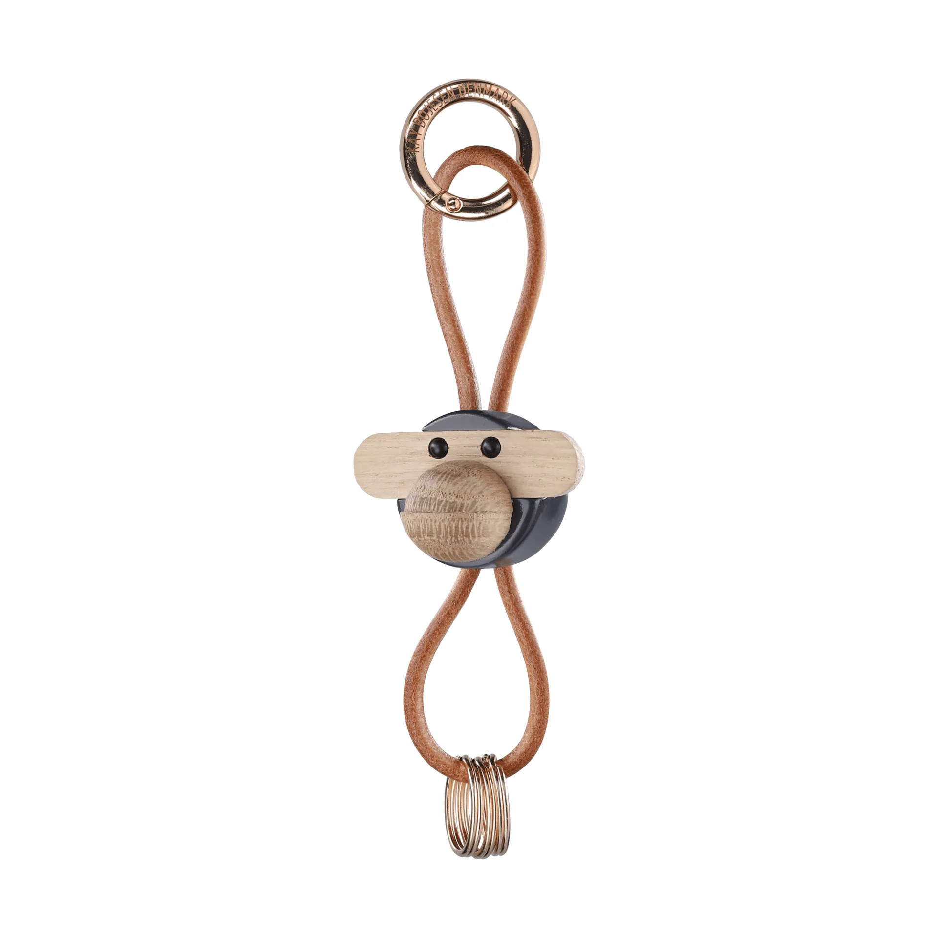 Kaj Bojesen monkey keyring, Dark grey, natural leather Kay Bojesen Denmark