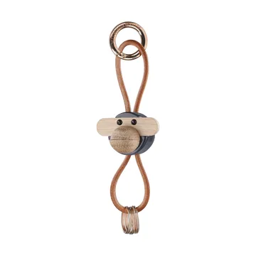Kaj Bojesen monkey keyring - Dark grey, natural leather - Kay Bojesen Denmark