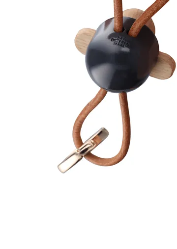 Kaj Bojesen monkey keyring - Dark grey, natural leather - Kay Bojesen Denmark