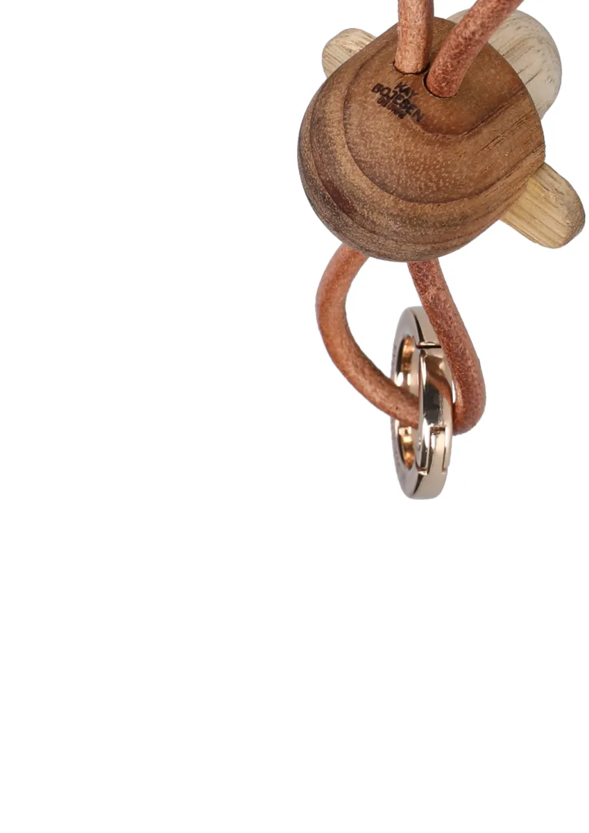 Kaj Bojesen monkey keyring, Teak, limba wood, natural leather Kay Bojesen Denmark
