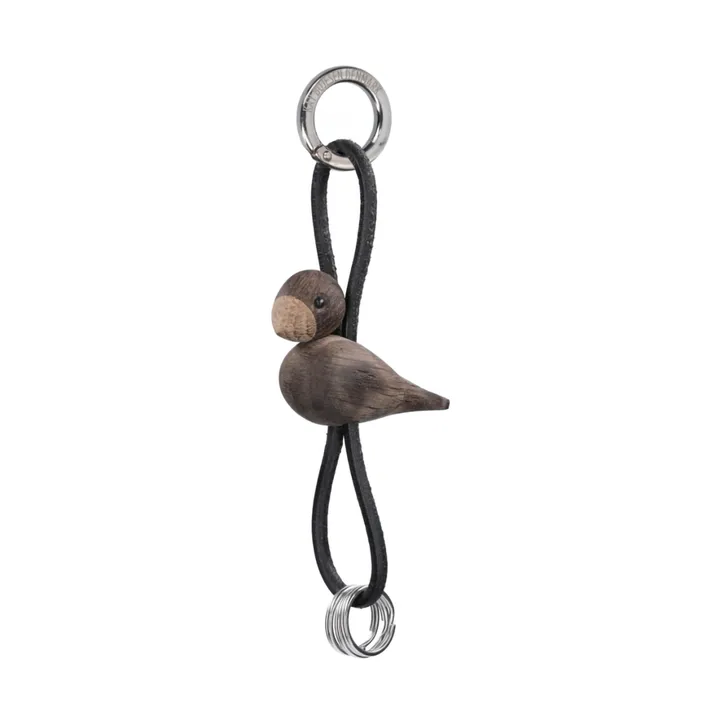 Kay Bojesen bird keyring - Smoked oak, black leather - Kay Bojesen Denmark
