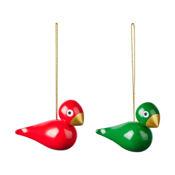 Kay Bojesen Christmas birds ornament 2 pieces - Red-green - Kay Bojesen Denmark