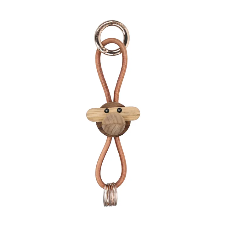 Kay Bojesen monkey keyring - Teak, limba wood, natural leather - Kay Bojesen Denmark