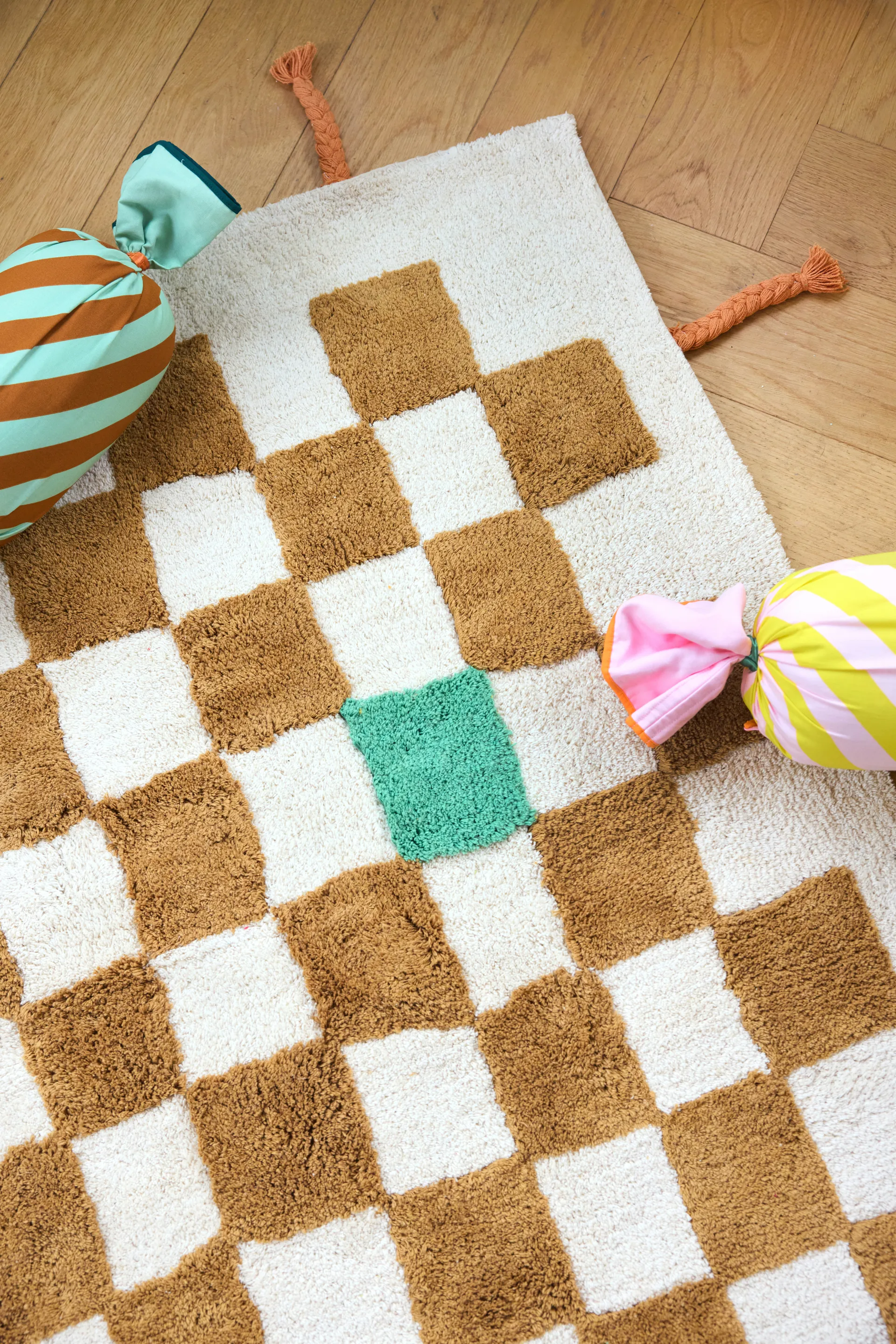 Pippi check rug, Khaki, 120x160 cm Kid's Concept
