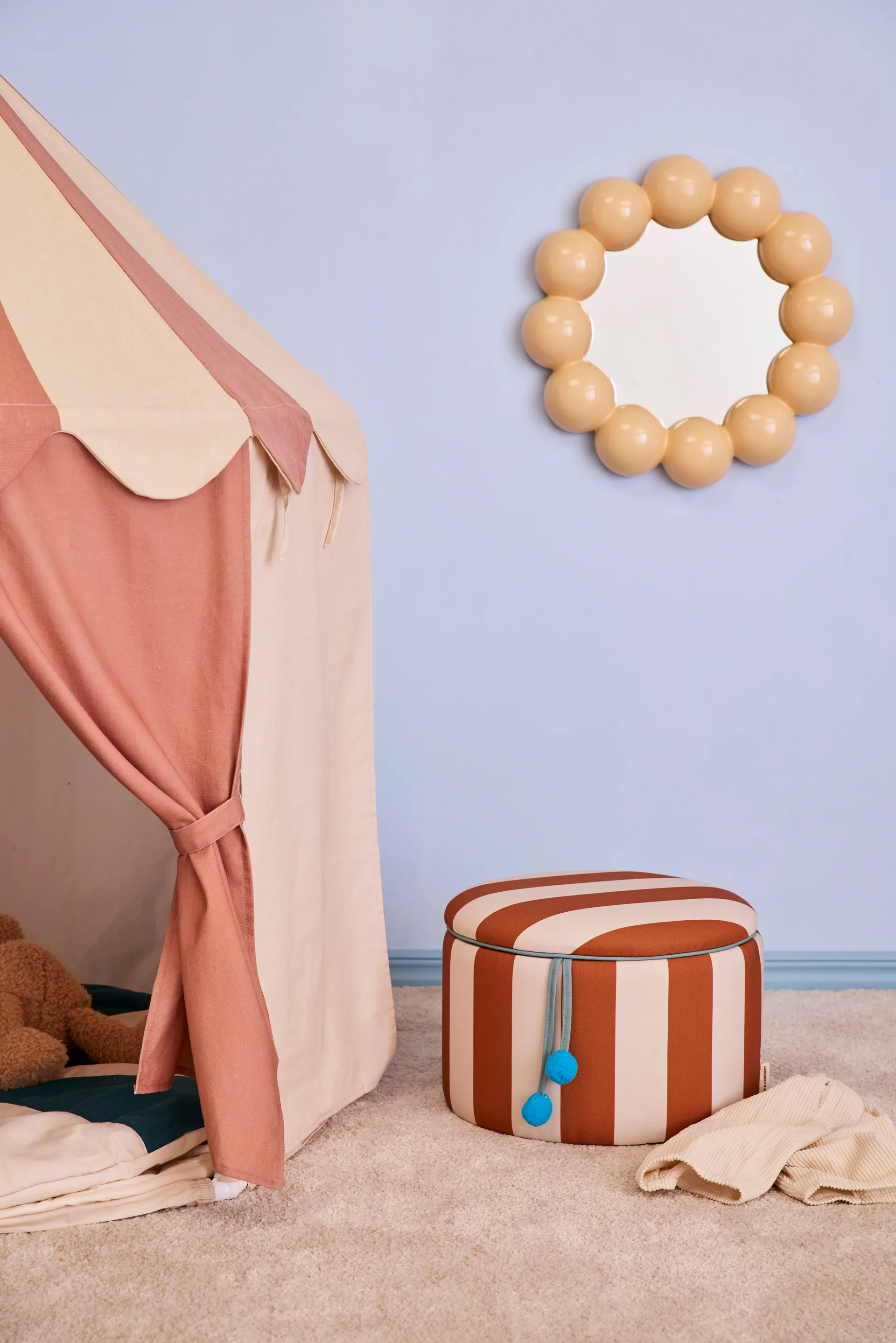 Storage cylinder pouf, Brown, Ø40x30.5 cm Kid's Concept